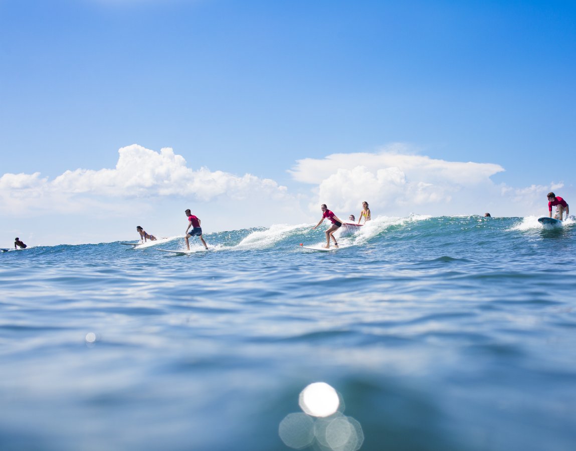 An image of surfing people